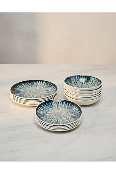 REDTAG طقم عشاء مطبوع الأزرق والكحلي (18 قطعة)