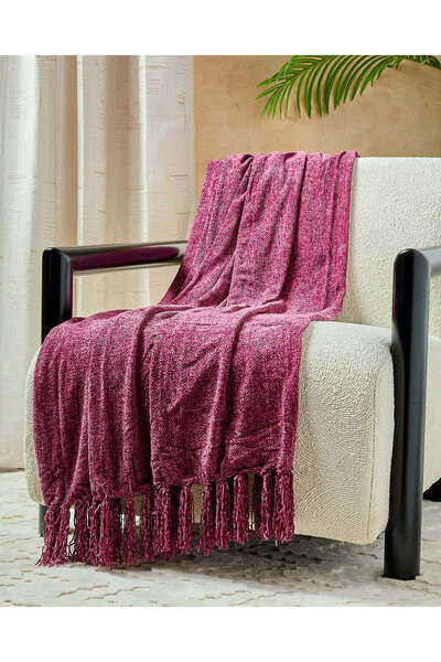 REDTAG Purple Chenille Throw With Fringe