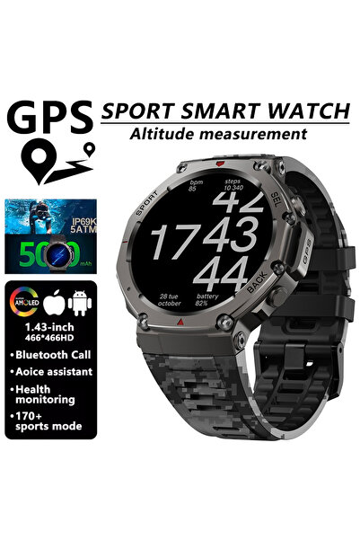 Choice Built-in GNSS Camouflage T-Rex 3 Ultra GPS Smart Watch Bulit-in Dual-band GNSS Compass Altimeter Bar