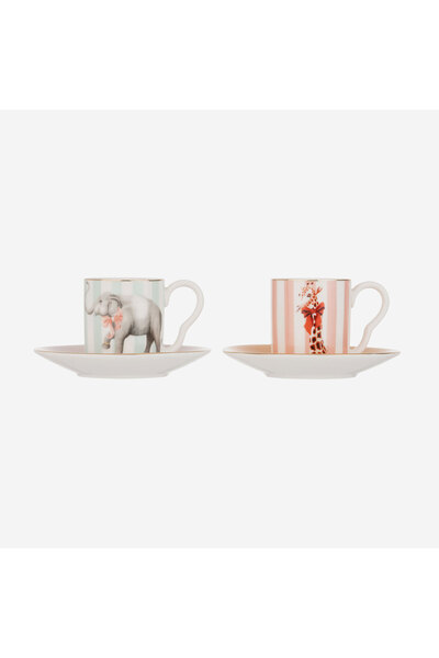 YVONNE ELLEN Animals Pink Porcelain Coffee Cup Set 60 ml