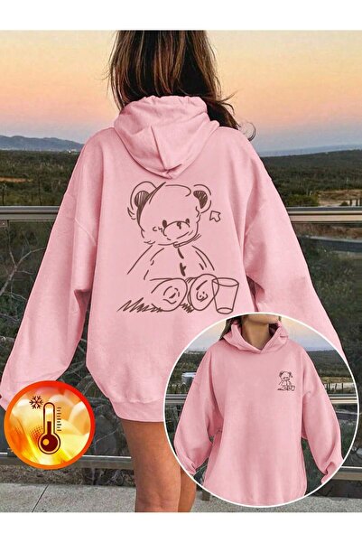 PENTHİLUS سترة مطبوع من Young Girl Teddy Bear مبطنة حراريًا من الداخل K بغطاء...