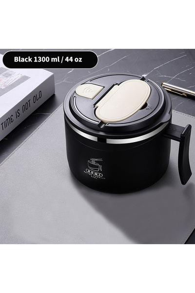 Choice 6 inch black 1300ml Ramen Bowl With Lid Stainless Steel Instant Noodle Cooker Fruit Salad Rice Soup