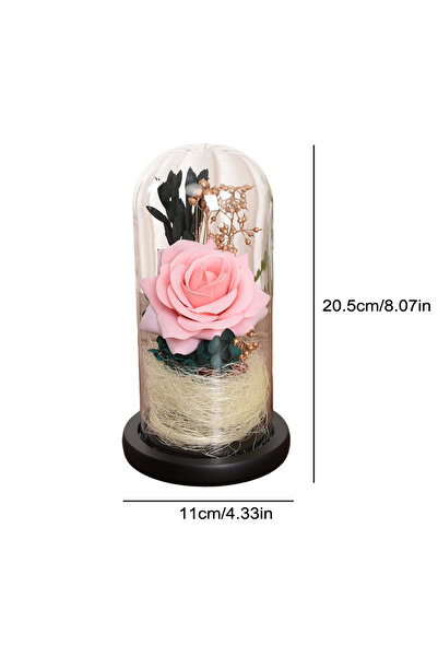 Choice وردة وردية محفوظة للأبد، زهور اصطناعية في قبة زجاجية، هدايا وردة أبدية لعيد الميلاد والذكرى السنوية