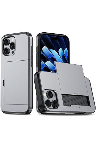 Choice iPhone 16 Grey Push Pull Wallet Card Slot Solid Color Shockproof Phone...