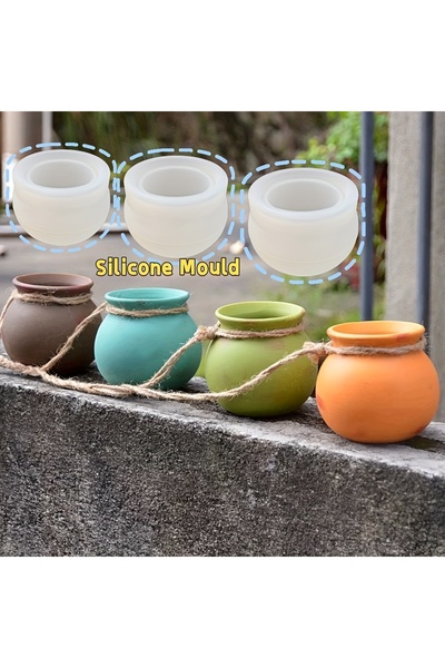 Choice قوالب سيليكون round01 DNEJIU للراتنج والإيبوكسي وصناعة الشموع - وعاء زهور دائري متين وقابل لإعادة الاستخدام