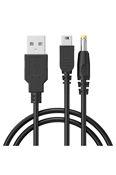 Choice كابل شحن USB صغير أسود 5 دبابيس 2 في 1 لشاحن PSP 1000 2000 3000 بطول 3...