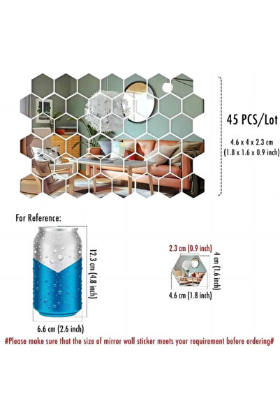 Choice 45pcs 45pcs Mirror Wall Sticker, Hexagon Wall Art Sticker, DIY Household Decorative Tiles Sticker