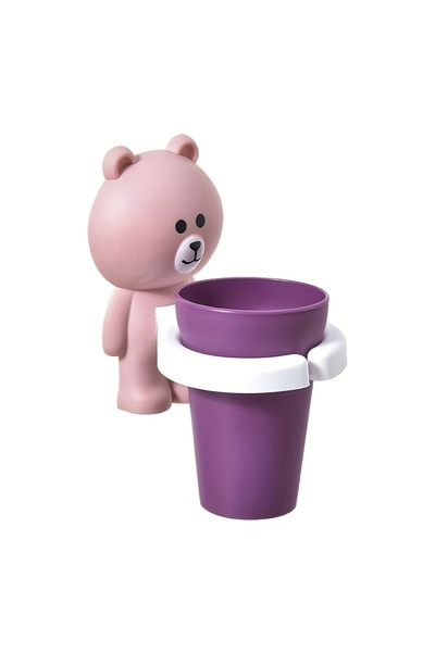 Choice 1 pc 1pc Adorable Bear Wall-Mounted Toothbrush Holder with Gargle Cup ...