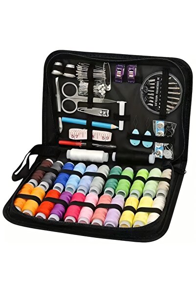 Choice black (Color random) 95 sewing tool needle and thread set, portable sewing box, travel and home DIY