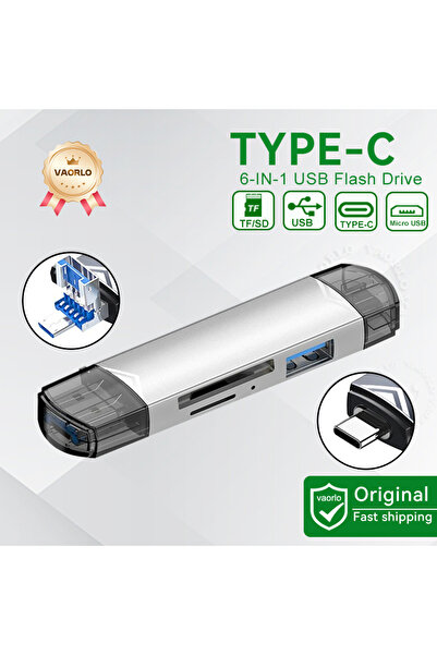 Choice3 Silver 6 In 1 OTG Multifunction USB 3.0 Card Reader U Disk TYPE-C/Usb...