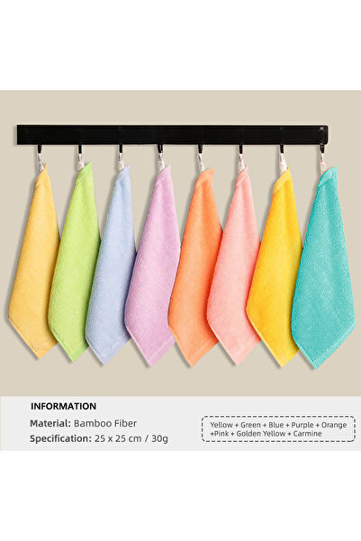 Choice 25 x 25cm 8pcs 1/4/8pcs 25x25CM Square Towel Bamboo Fiber Hanging Loop Kindergarten Kids Baby Hangin