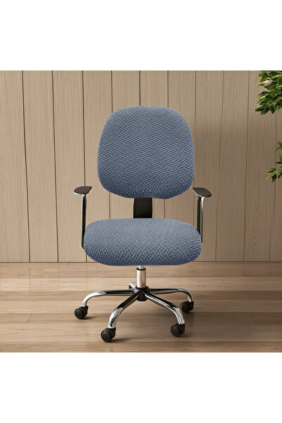 Choice Dark Grey 2pcs/set solid color elastic striped grid split chair cover, suitable for office and confe