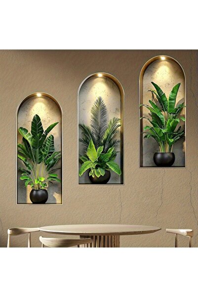 Choice 25Cmx60Cm A 1 Nordic Green Plant-Themed Artificial Arched Window Flower Pot Wall Sticker, Suitable f