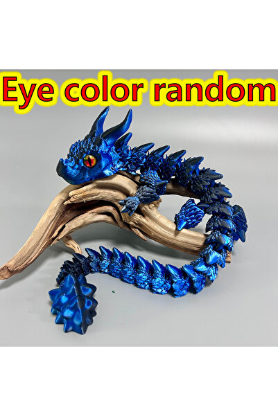 Choice Blue and Black 50Cm/19.69In 3D Printed Dragon Moveable Joints Animal M...
