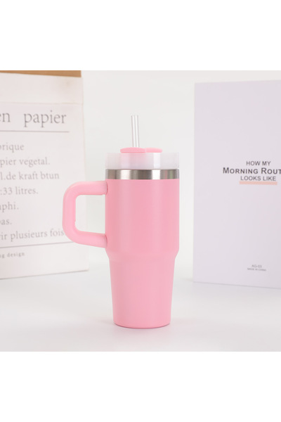 Choice كوب سيارة وردي اللون سعة 14 أونصة بمقبض، كوب قهوة مزدوج الطبقات معزول ...