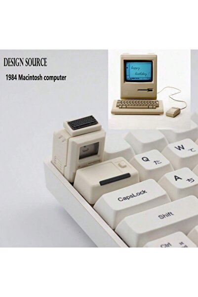 Choice أغطية مفاتيح ماكنتوش صغيرة الحجم بتصميم ريترو أبيض فاتح - لوحات أمامية مضيئة - تصميم مخصص MX Cross مزدوج الحقن A