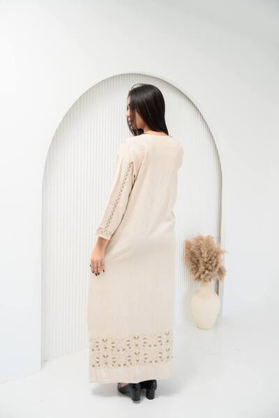 AFandina جلابية كتان مميزة لتصميم صيفي عصري SM -12