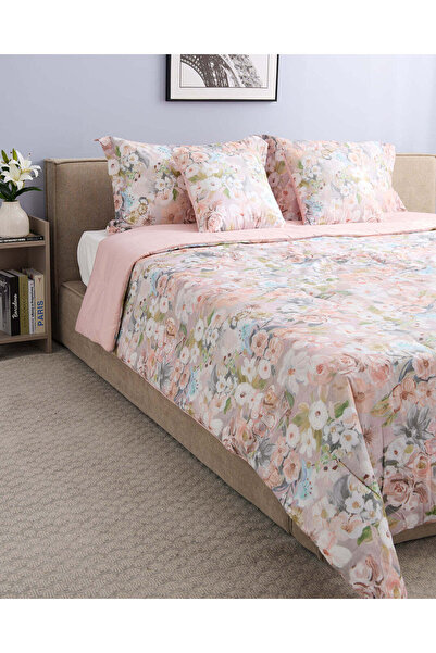 REDTAG طقم لحاف قطني مطبوع من 5 قطع بلون عاجي (مقاس مزدوج)