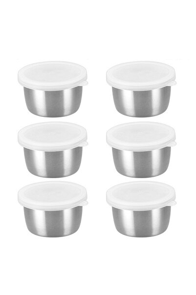 Choice 6PCS 1/6PCS 40ML Stainless Steel Salad Dressing Container - Leakproof Lidded Sauce Cups, Portable Di