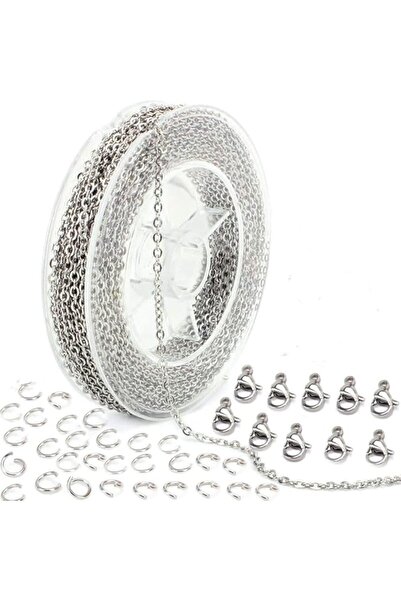 Arabest سلسلة فضية من الفولاذ المقاوم للصدأ بطول 16.4 قدم وسمك 1.5 مم، سلسلة مجوهرات بتصميم كابل مع مشابك لوبستر