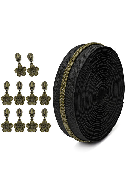 Choice1 No.322 Black 1 set (450cm zipper + 10 zipper heads), 5 #ancient per t...