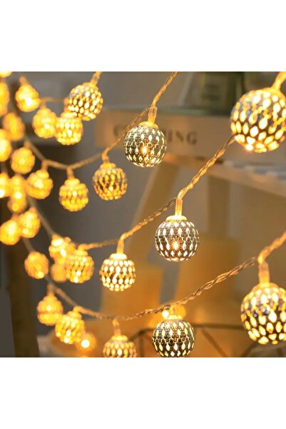 Choice سلسلة إضاءة كروية من موركان، 3 أمتار، 20 مصباح LED، لون أبيض دافئ، قطع...