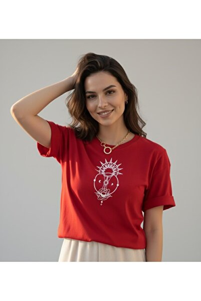 BUWOM تيشيرت نسائي من Moon Soul مطبوع برقبة دائرية