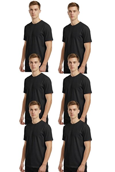 DK İÇ GİYİM Men's Short Sleeve T-Shirt with Zero Neckline, 6 Pieces