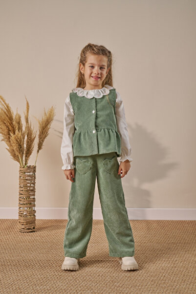 Minipodyum material reiat catifea, 3 piese, pentru fetiță, cu detaliu de buzu...