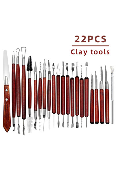 choice2 مجموعة أدوات تشكيل طين الفخار الأحمر (22 قطعة، 43/25 قطعة)، أدوات نحت...