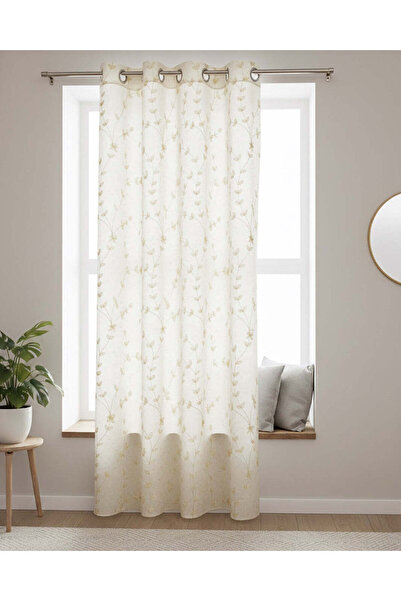 REDTAG Beige Floral Embellished Sheer Curtain (Single Piece)