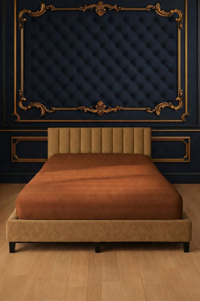 Pera Deluxe Brown Color Jacquard Cotton Combed Elastic Bed Sheet 100X200 cm – Domestic Production