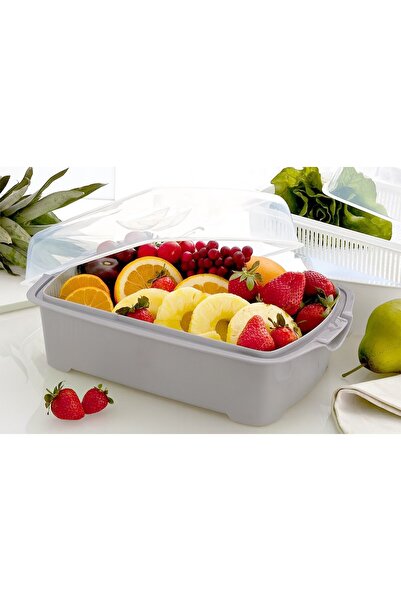 EFFE HOME Multi-Purpose Fruit and Vegetable Container with Lid and Strainer
