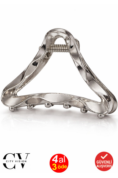 cityvision مشبك شعر فضي على شكل مثلث – مشبك معدني حديث 6 سم