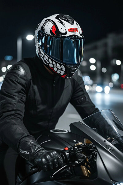 Givi 50.X BONES Beyaz / 1 Renkli 1 Şeffaf Vizörlü Motosiklet Kask