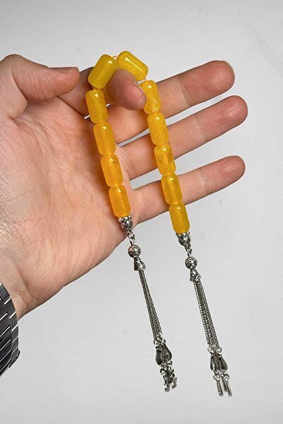 TESBİHKENTİ Large Size Yellow Epoxy Material Zaza Prayer Beads