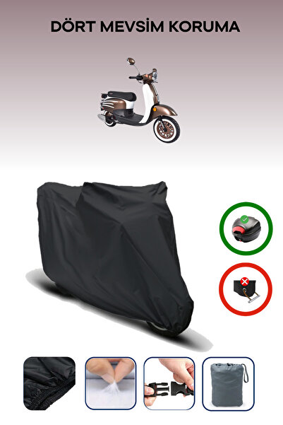 Breen Black Rear Bag Compatible Arora Dazzle 50 Compatible Motorcycle Tarpaulin Motor Cover