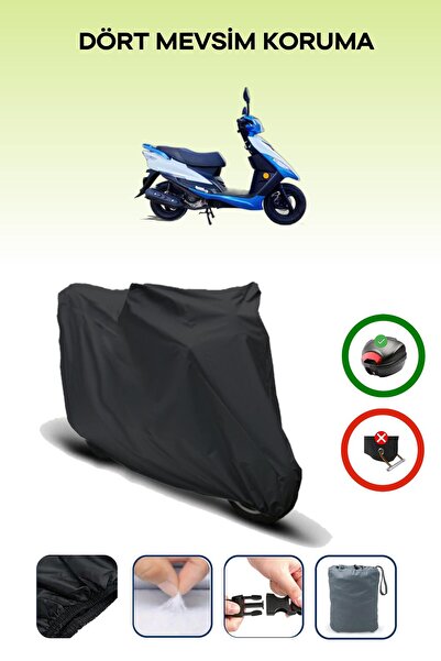 Breen Black Rear Bag Compatible Apachi Alfa 50 Compatible Motorcycle Tarpaulin Motor Cover