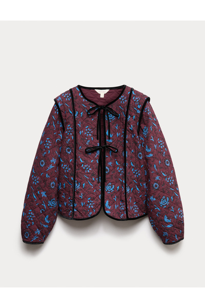 Marks & Spencer Desenli Kapitone Bağlamalı Ceket
