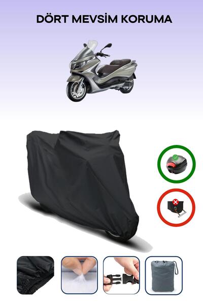 Breen Black Rear Bag Compatible Piaggio X10 350 Compatible Motorcycle Tarpaul...