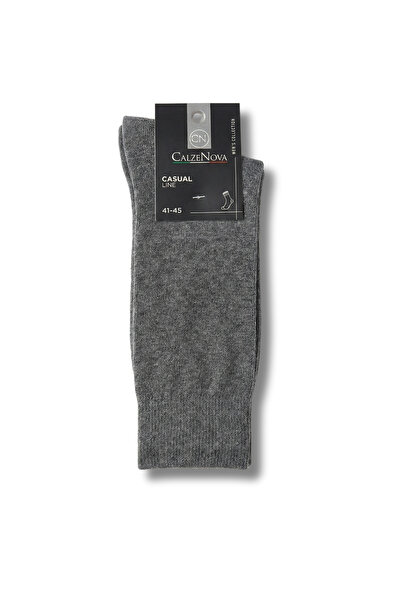 LYKOS Calzenova Men's Gray Classic Cotton Socks Set of 3 - Non-Squeezing Rubb...