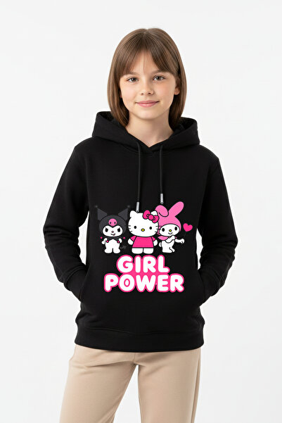 Vaxy Style Kız Çocuk Kuromi Hello Kitty Karakterli Girl Power Baskılı Kalın P...