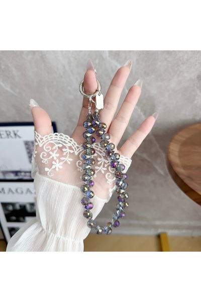 choice2 حبل تعليق هاتف محمول أسود فاخر عالي الجودة، سلسلة قصيرة مزينة بكريستا...