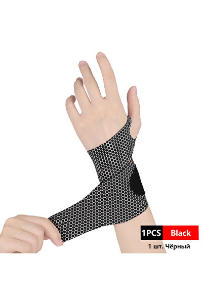 Choice سوار معصم أسود قابل للتعديل، قطعة واحدة، دعامة للمعصم، سوار رياضي، واق...