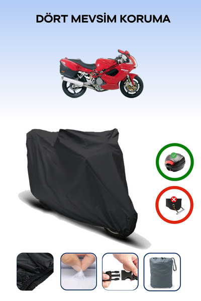 Breen Black Rear Bag Compatible Ducati St 3 Compatible Motorcycle Tarpaulin M...