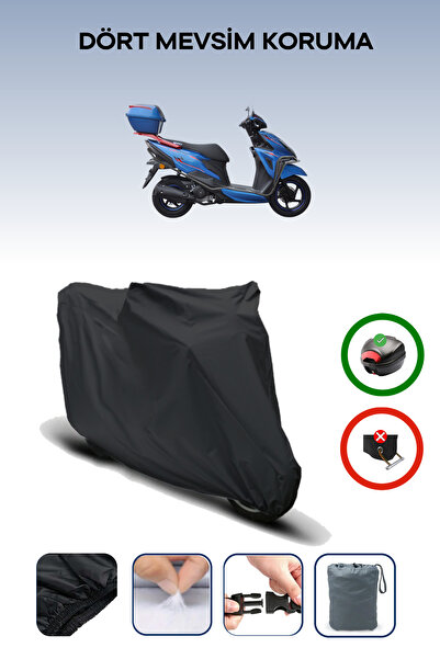 Breen Black Rear Bag Compatible Yuki Crypto 50 Compatible Motorcycle Tarpauli...