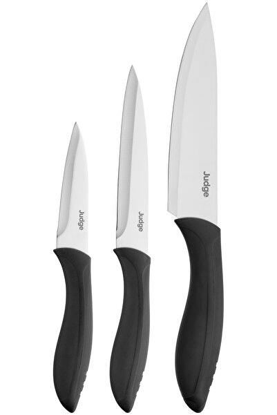 JUDGE Essential 3-piece knife set, X30 CroMov13 steel, 9/12/15 cm, silver/black
