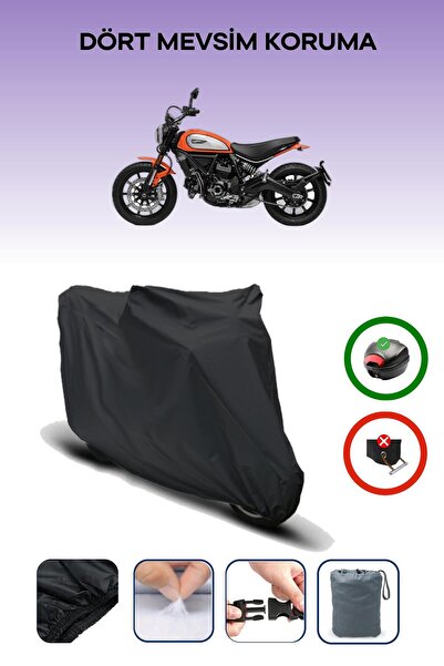 Breen Black Rear Bag Compatible with Ducati Scrambler Icon Compatible Motorcycle Canvas Motor Cover