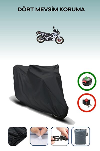 Breen Black Rear Bag Compatible Yuki Yıldız 100 Compatible Motorcycle Tarpaul...
