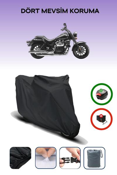 Breen Black Rear Bag Compatible Rks Cruiser 250 Compatible Motorcycle Tarpaul...